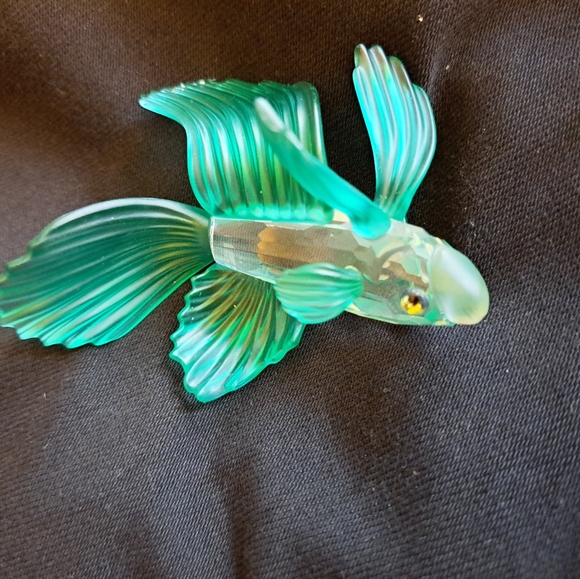 Swarovski green 2000 Siamese fighting fish 261259 in box with COA - Picture 3 of 6